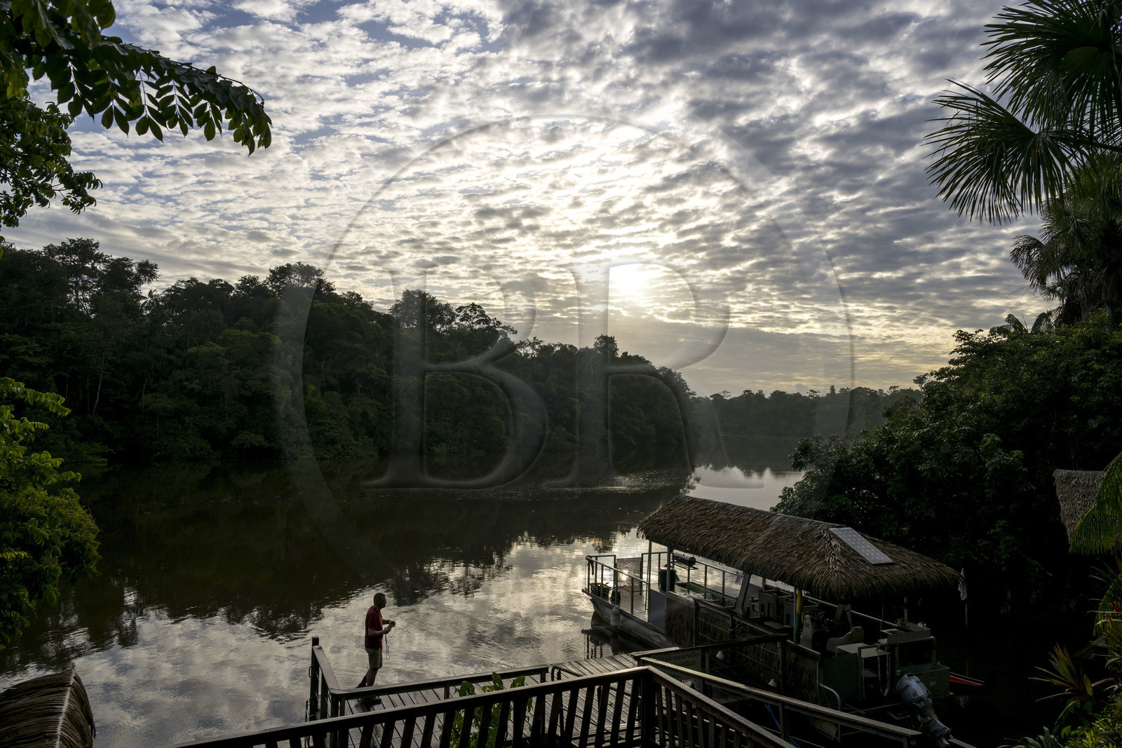 France, Guyane, Kourou, le carbet du Camp Maripas en bordure du fleuve Kourou