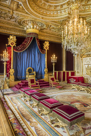 France, Seine-et-Marne, Fontainebleau, castle of Fontainebleau listed as World Heritage by UNESCO, the throne room, former bedroom of the king from Henry III to Louis XVI, it was transformed into the emperor's salon by Napoleon I in 1804 and then into the throne room in 1808