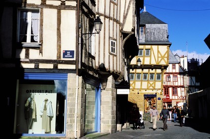 France, Morbihan, Vannes, half timbered houses on Saint Pierre square