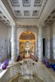 France, Alpes-Maritimes, Beaulieu-sur-Mer, neo-Greek style villa Kerylos build in 1908 by architect Emmanuel Pontremoli, the Balaneion dedicated to naiads