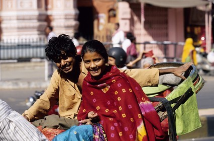 Inde, état du Rajasthan, Jaipur, rickshaw dans les rues de la Cité