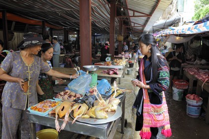 Vietnam, Lao Cai province, Sapa market, Black Hmong minority group