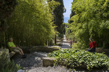 Italy, Liguria, Province of Imperia, Ventimiglia, Hanbury Botanical Garden, walkway down to the sea