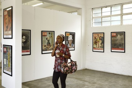 South Africa, Gauteng Province, Johannesburg, Maboneng district, Arts on Main, multi-discipline arts centre in a renovated warehouse that was originally built in 1911, mixing art galleries, bookstores, restaurants and trendy shops, covers of Drum magazine exhibition