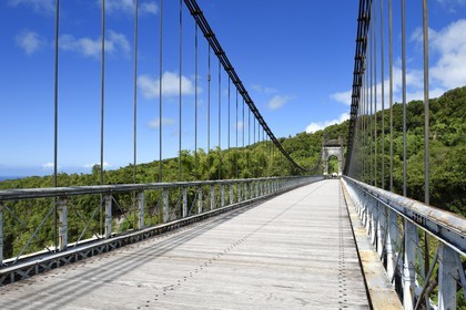 France, Ile de la Reunion, région de la Côte-au-vent, Sainte-Rose, pont suspendu de la rivière de l'Est