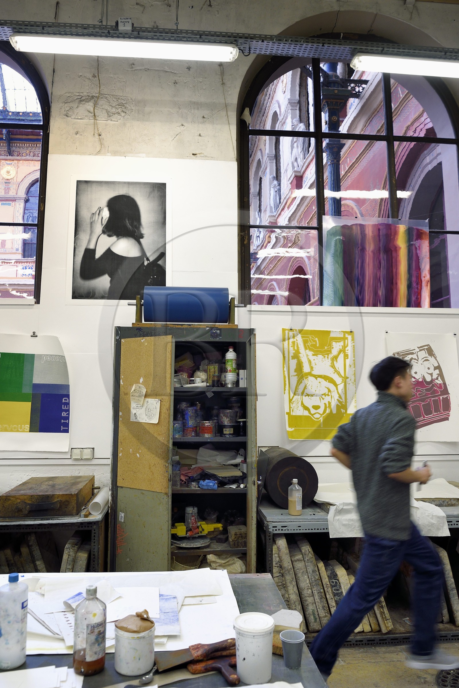 France, Paris (75), quartier de Saint-Germain-des-Prés, Ecole nationale supérieure des Beaux-Arts, département impression-multiples dans le Palais des Etudes