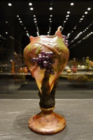 France, Meurthe-et-Moselle, Nancy, Stanislas square, Fine Arts museum, hall of the Daum collection, vase decorated with raisins (1908)