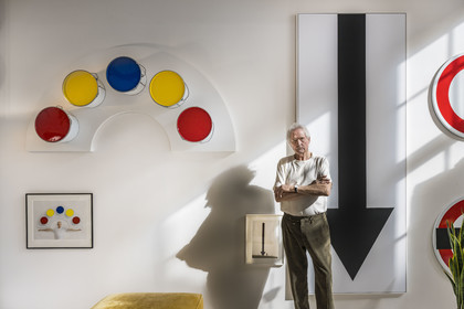 France, Paris, visual artist Jean-Pierre Raynaud in his studio apartment