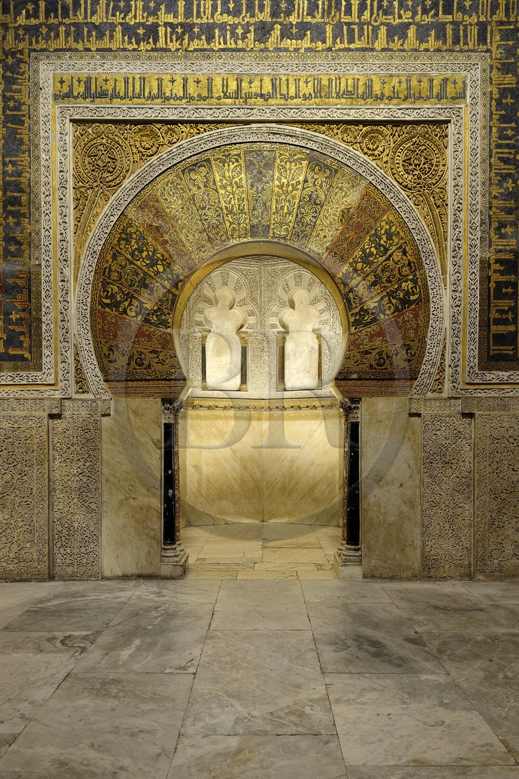 Espagne, Andalousie, Cordoue, centre historique classé Patrimoine Mondial de l'UNESCO, la Mezquita, mosquée-cathédrale, le mihrab de la mosquée orné de mosaïques bysantines Xème siècle