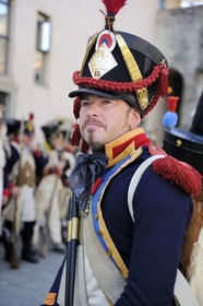 Italy, Liguria, Sarzana, Napoleon Festival, french soldiers of the Grande Armée of the 18th Heavy Infantry Regiment whose motto was Value and Discipline