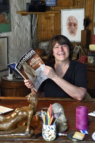 France, Paris, the journalist (art critic and international reporter) and art historian Françoise Monnin at her home rue Maison Dieu