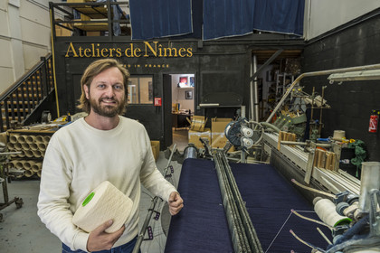 France, Gard, Nimes, Guillaume Sagot, founder of the Atelier de Nîmes which relaunched the manufacture of traditional denim fabrics