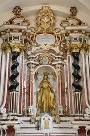 France, Haute Corse, Balagne, perched village of Speloncato, the Collegiate Church of Santa Maria Assunta