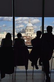 United Kingdom, London, view of St. Paul's Cathedral, the city and the Thames from the Tate Modern cafe