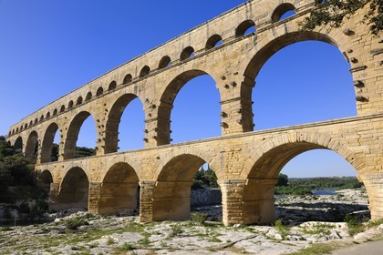 France, Gard (30), le Pont du Gard classé Patrimoine Mondial de l'UNESCO, aqueduc romain qui enjambe le Gardon
