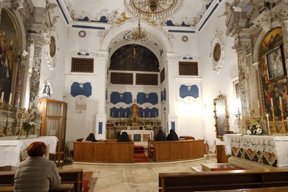 Croatia, Dalmatia, Dalmatian Coast, Trogir, historic center listed as World Heritage by UNESCO, mass in the Benedictine Convent of St. Nicholas church