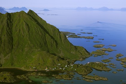 Norway, Nordland County, Lofoten Islands, Vestvagoy island (aerial view)