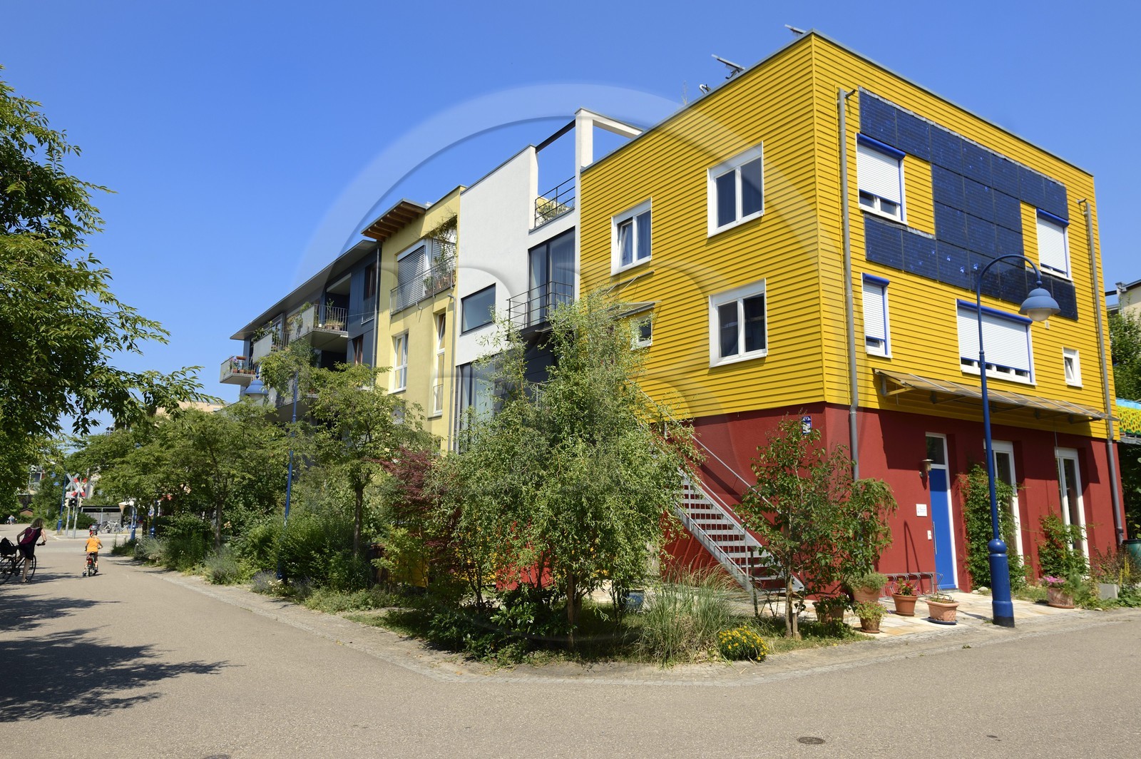 Allemagne, Bade-Wurtemberg, Fribourg en Brisgau, quartier écologique Vauban, panneaux solaires