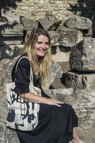 France, Bouches du Rhone, Arles, the ancient theatre of the 1st century BC, listed as World heritage by UNESCO, the director of the Arles antique departmental museum Romy Wyche