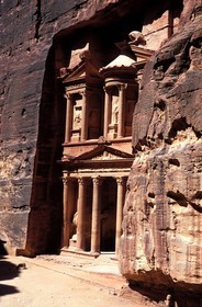 Jordan, Petra, the Khazneh ( the Treasure) at the exit of the Siq
