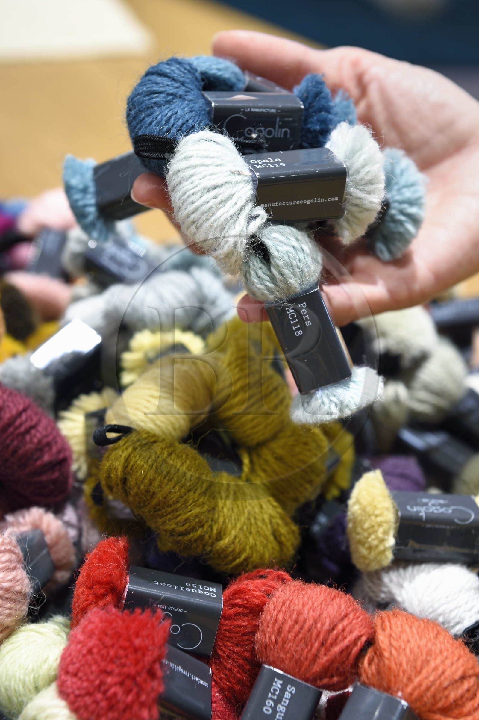 France, Var, Presqu'ile de Saint Tropez, Cogolin, the Manufacture Cogolin has been manufacturing rugs since 1924, samples of colors