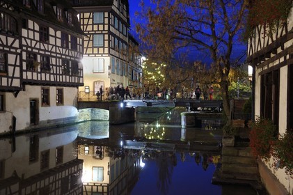 France, Bas Rhin, Strasbourg, old town listed as World Heritage by UNESCO, Petite France District, the Pont du Faisan swing bridge on the Ill river