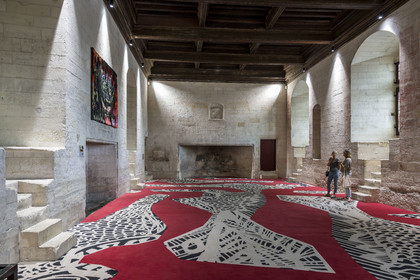 France, Bouches du Rhone, Tarascon, King René's castle dating from the 15th century, the banquet hall with its original ceiling