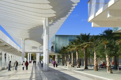 Espagne, Andalousie, Malaga, le front de mer sur le port, Palmeral de las Sorpresas