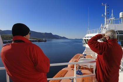 Norway, Nordland County, Vesteralen Islands, the Coastal Express (Hurtigruten) at Stokmarknes