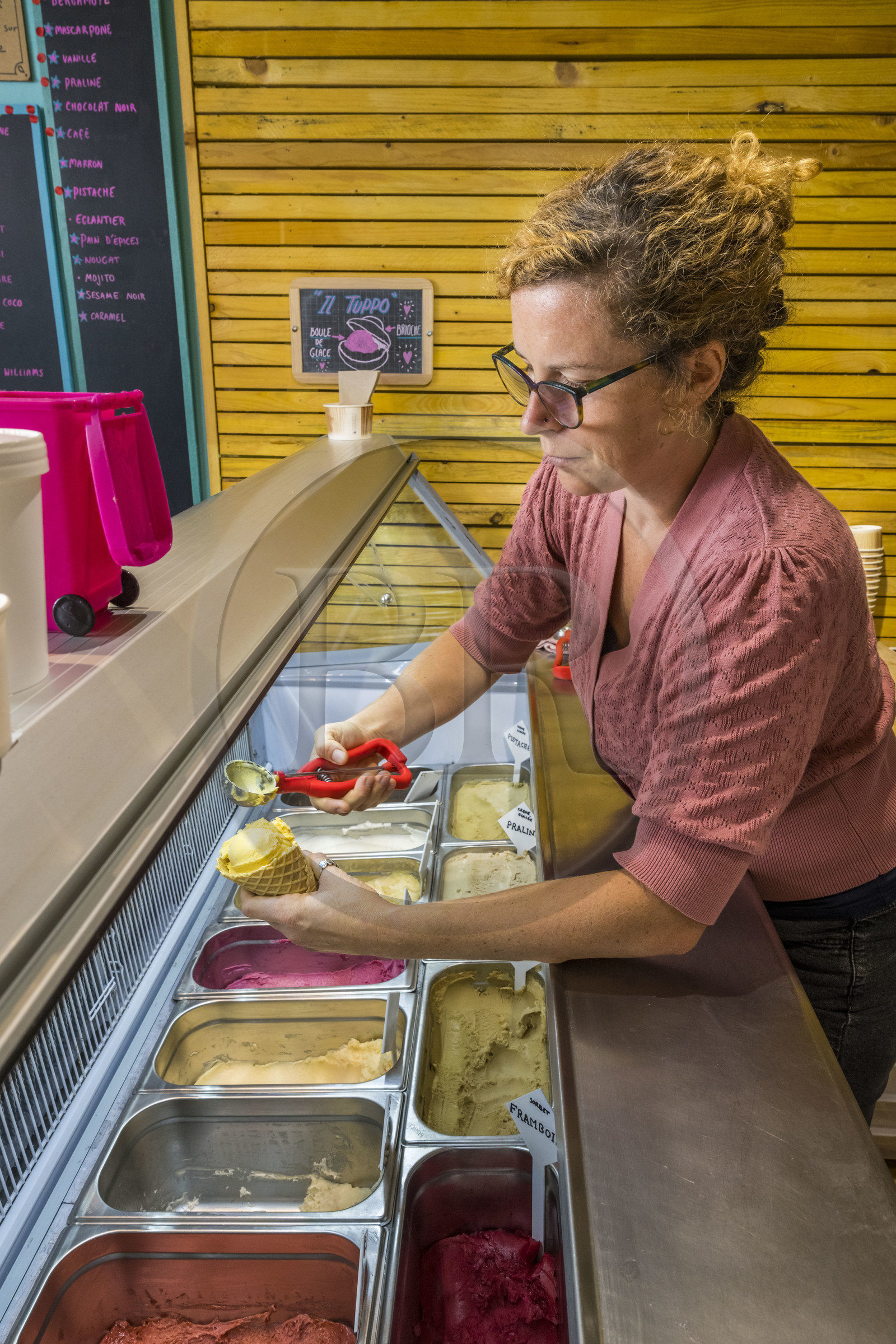 France, Hérault (34), Sète, artisan glacier L'atelier du Flamant Rose