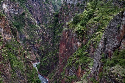 France, Alpes Maritimes, Mercantour National Park, Haut Var Valley, Gorges of Daluis carved by the Var river in red lutite soil