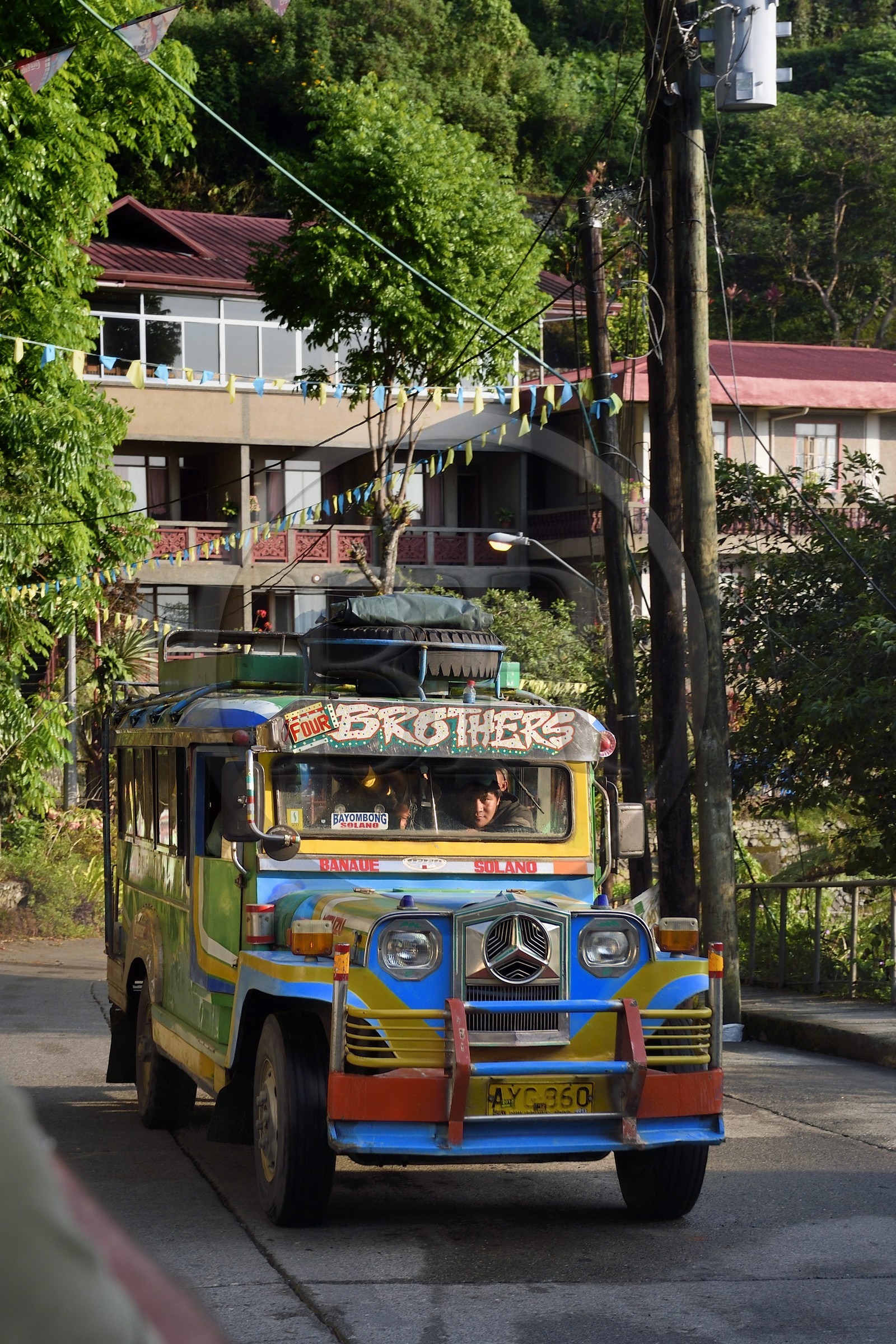 Philippines, Ifugao province, Banaue town, jeepney (elongated jeep to transport passengers)
