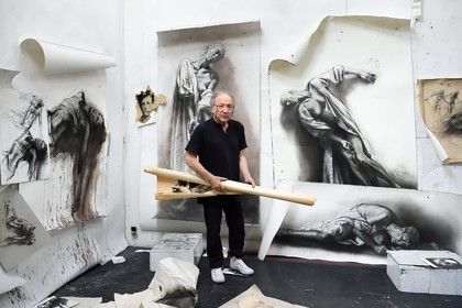 France, Ivry sur Seine, the artist Ernest Pignon-Ernest in his studio