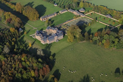 France, Seine-Maritime, Les Cent-Acres, Montigny castle from the 17th century (aerial view)