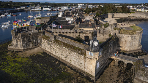France, Finistere, Cornouaille, Concarneau, Ville Close (fortified town) (aerial view)