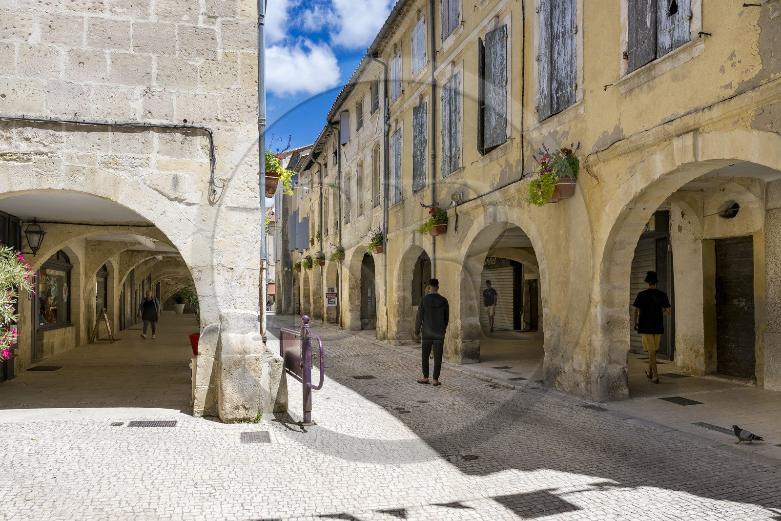 France, Bouches-du-Rhône (13), Tarascon, les arcades médiévales de la rue des Halles