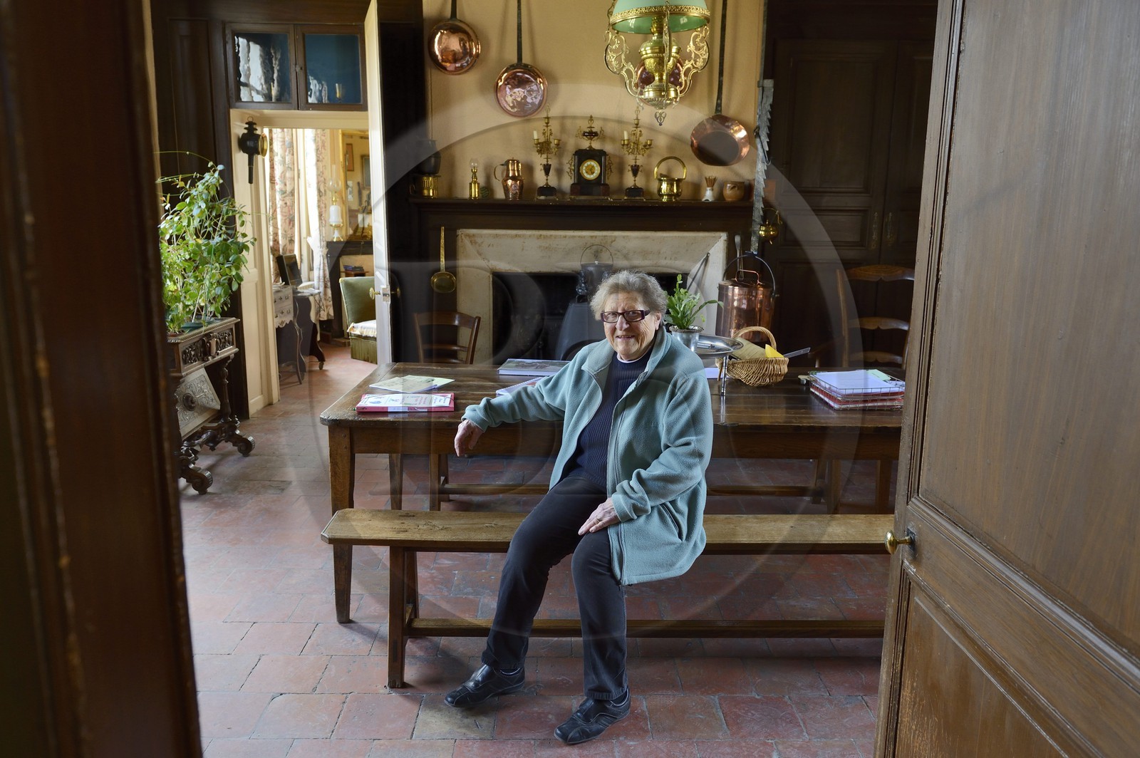 France, Marne, village of Saint-Amand-sur-Fion, half timbered farm living room