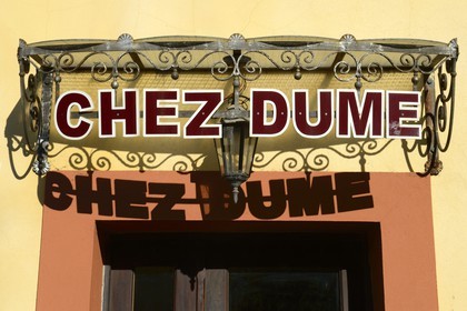 France, Corse du Sud, Alta Rocca, Sainte-Lucie-de-Tallano (Santa Lucia di Tallà), restaurant with typical corsican name chez Dume