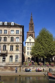 France, Bas Rhin, Strasbourg, old town listed as World Heritage by UNESCO, banks of Ill River and the cathedral