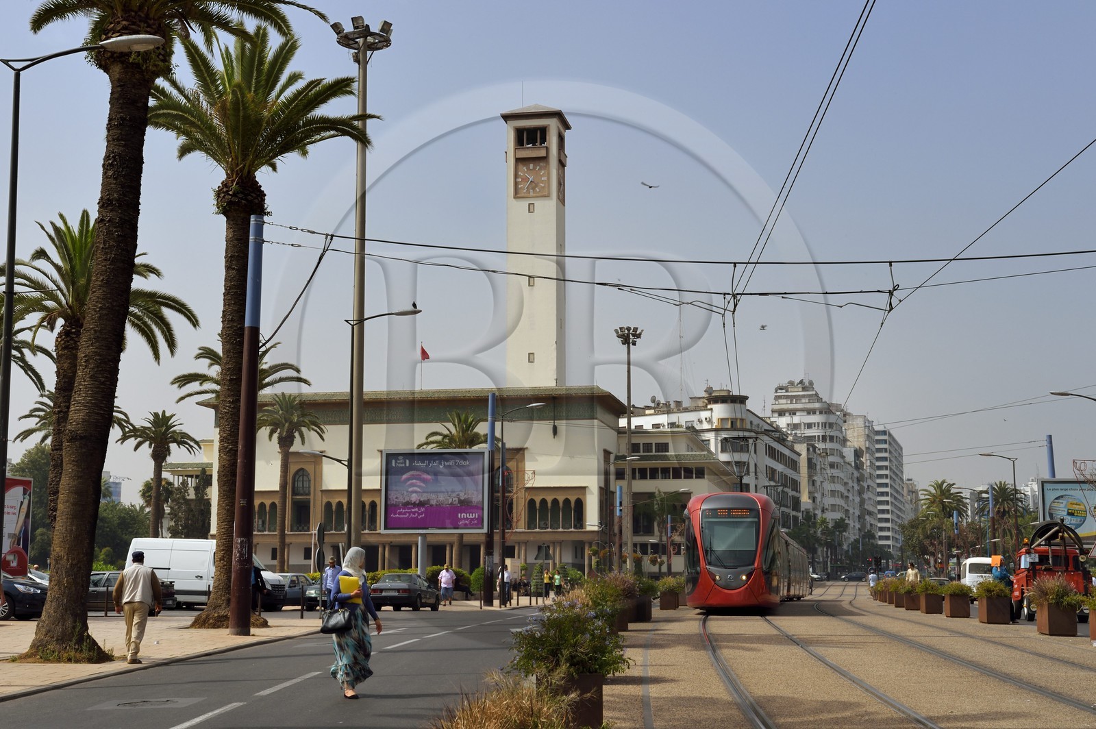 Maroc, Casablanca, la Wilaya du Grand Casablanca (ex Hotel de Ville) place Mohammed V, construit entre 1928 et 1936 par l'architecte Marius Boyer