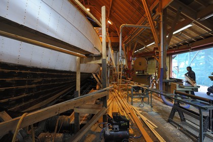 Norvège, Hordaland, Norheimsund, centre de préservation des bateaux Fartoyvernsenter, atelier de renovation