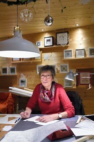 France, Bas Rhin, Bischwiller, the image maker Michèle Wagner has revived the papercutting (canivet) or the art of cut paper to stylize Christmas decorations in particular