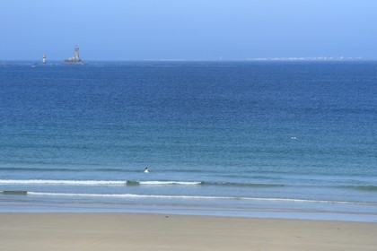 France, Finistere,  Iroise Sea, Plogoff, beach of the Baie des Trepasses and the La Vieille Lighthouse
