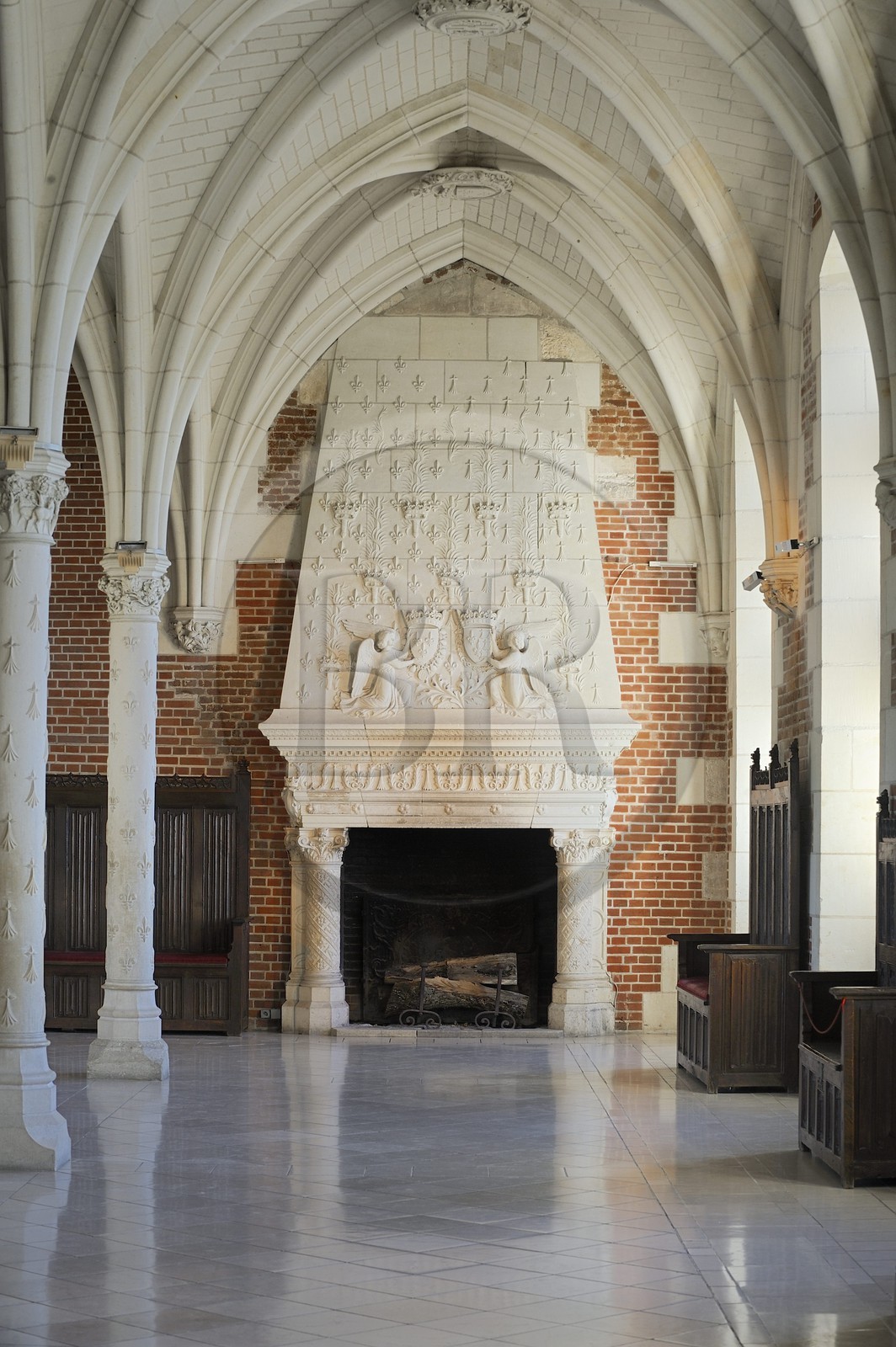 France, Indre et Loire (37), Vallée de la Loire classée Patrimoine mondial de l'UNESCO, château d'Amboise, le logis du Roi, salle du Conseil, la cheminée France, Indre et Loire (37), Vallée de la Loire classée Patrimoine mondial de l'UNESCO, château d'Amboise, le logis du Roi, salle du Conseil, la cheminée