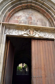 France, Var, Frejus, the St. Leonce cathedral (16th century), the main door and the cloister in the background