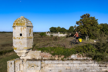 France, Charente Maritime, Saintonge, Marennes Hiers Brouage, Brouage citadel, labelled Les Plus Beaux Villages de France (The Most Beautiful Villages of France), the ramparts built from 1630 to 1640 are equipped with watchtowers (aerial view)