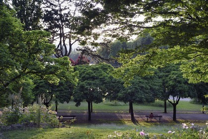 France, Moselle (57), Metz, le jardin des Régates bordé par la Moselle