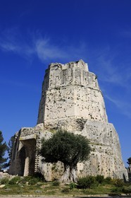 France, Gard, Nimes, Magne tower on top of the Jardins de la Fontaine