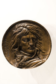 France, Paris (75), Bibliothèque Nationale de France (National Library of France), Richelieu site, medallion of Bonaparte, bronze from 1838 by David d'Angers