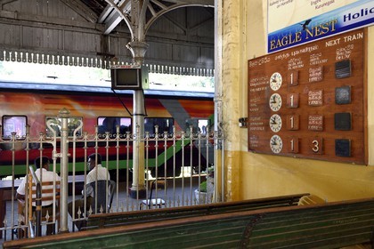 Sri Lanka, Uva Province, Badulla train station, schedules table display